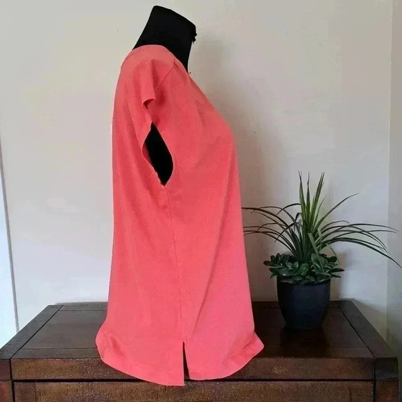 Banana Republic V-neck Top Coral Orange Sleeveless Medium Cotton blend NEW - Picture 4 of 11